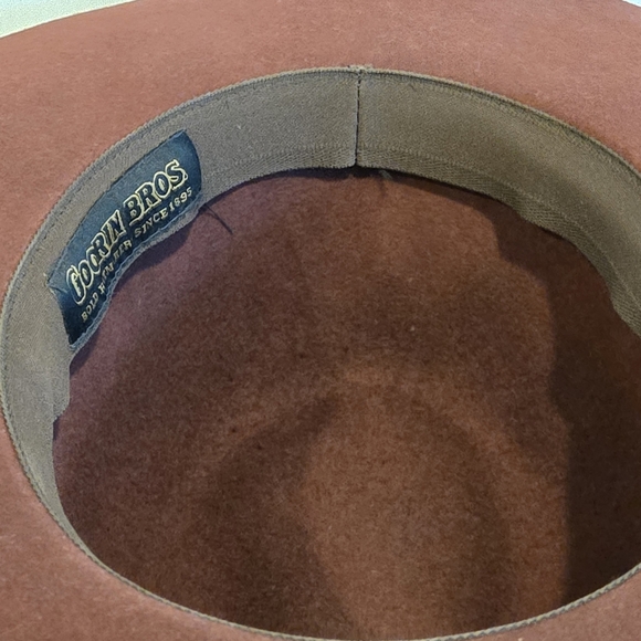 Goorin Bros Wide Brim Burgundy Wool Fedora Hat Large Leather Band Classy Classic - Picture 14 of 16